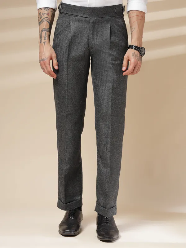 Grey_Herringbone_Boot_Cut_Exotic_Gurkha_Pants_For_Men