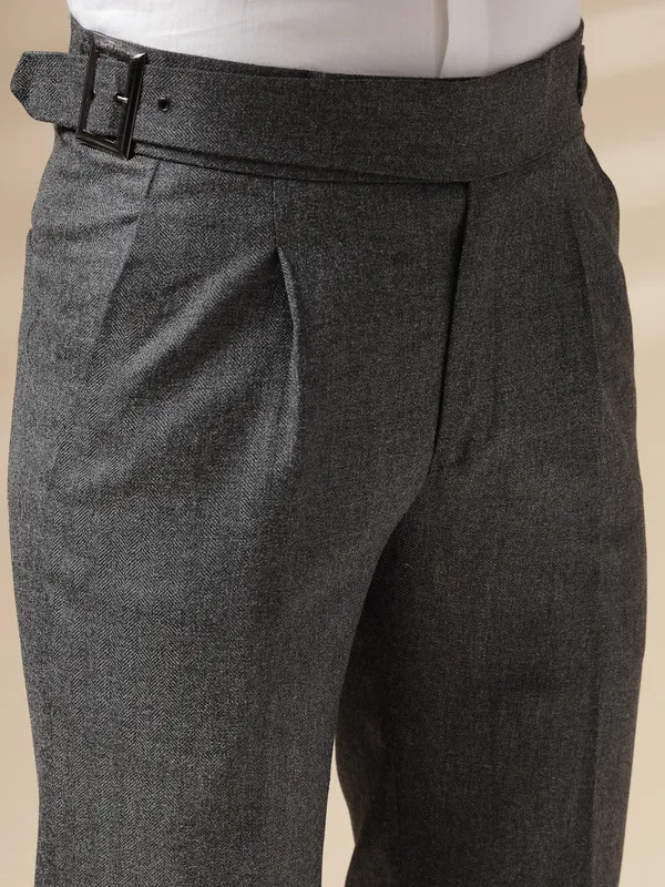 Grey_Herringbone_Boot_Cut_Exotic_Gurkha_Pants_For_Men