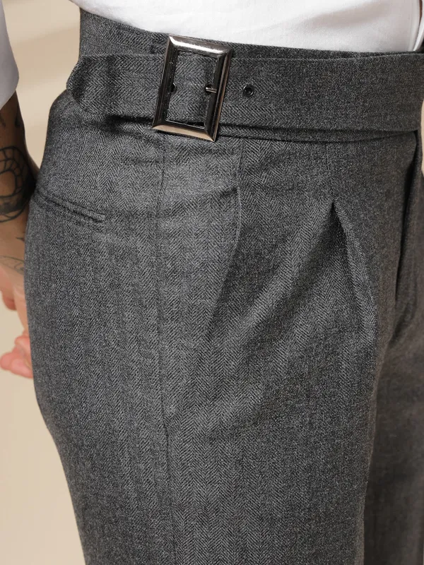 Grey_Herringbone_Boot_Cut_Exotic_Gurkha_Pants_For_Men