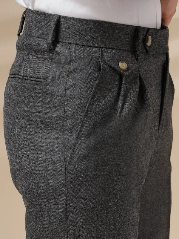 Grey_Herringbone_Boot_Cut_Signature_Flap_Gurkha_Pants_For_Men