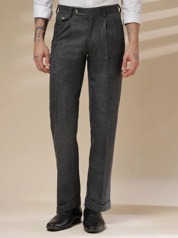 Grey_Herringbone_Boot_Cut_Signature_Flap_Gurkha_Pants_For_Men