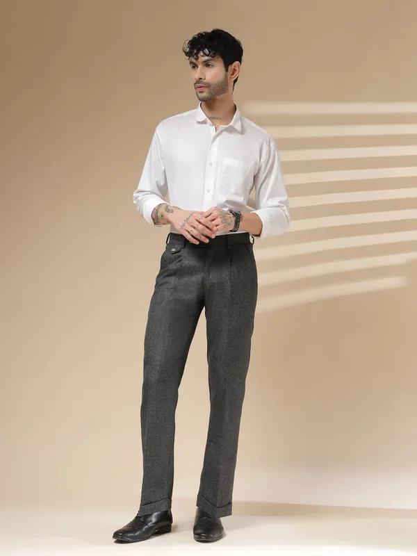 Grey_Herringbone_Boot_Cut_Signature_Flap_Gurkha_Pants_For_Men