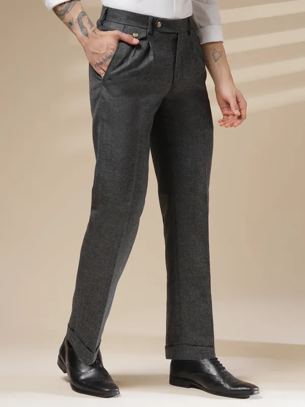Grey_Herringbone_Boot_Cut_Signature_Flap_Gurkha_Pants_For_Men
