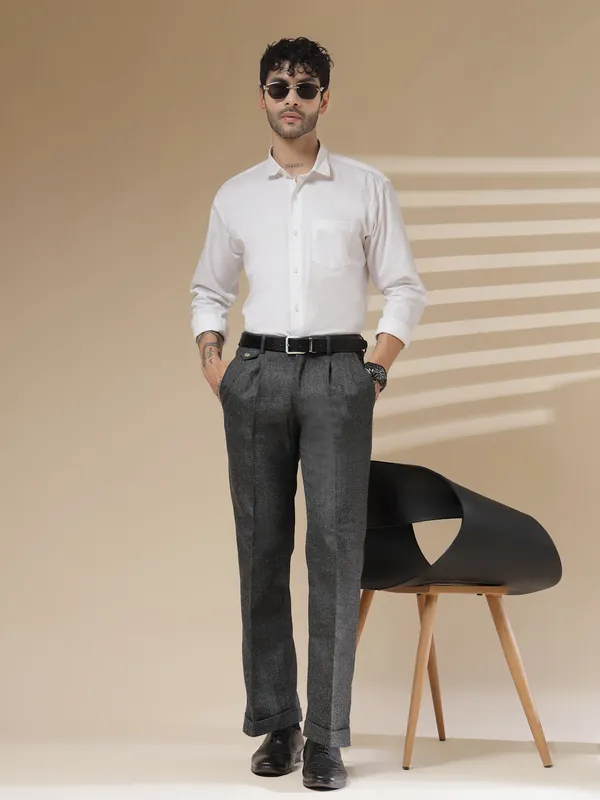 Grey_Herringbone_Boot_Cut_Signature_Flap_Gurkha_Pants_For_Men