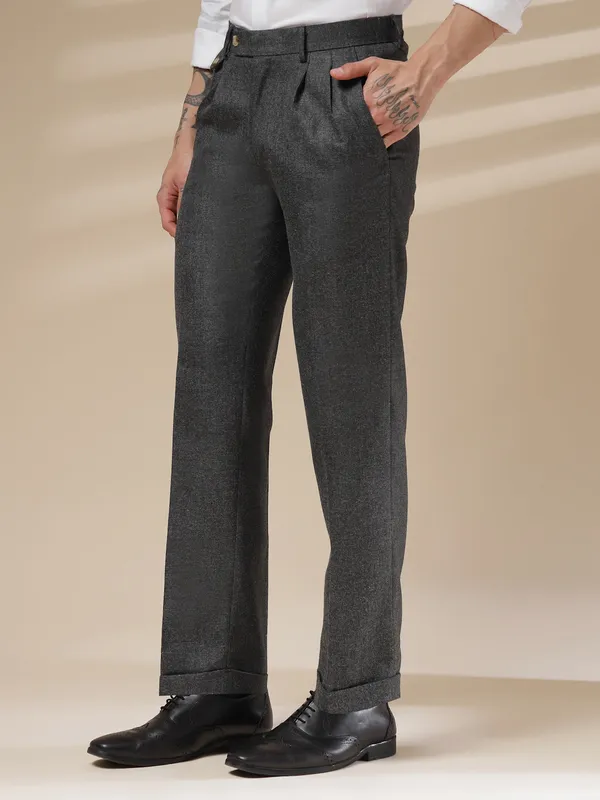Grey_Herringbone_Boot_Cut_Signature_Flap_Gurkha_Pants_For_Men