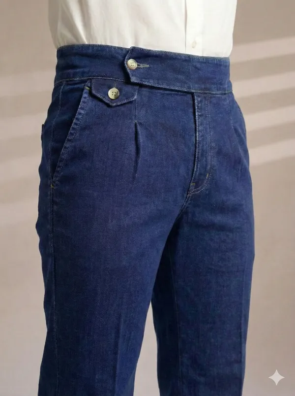 Blue_Denim_Boot_Cut_Signature_Flap_Gurkha_Trousers_For_Men