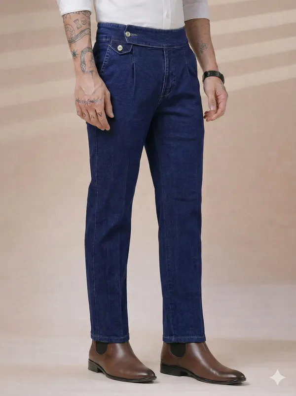 Blue_Denim_Boot_Cut_Signature_Flap_Gurkha_Trousers_For_Men