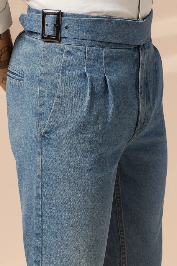 Blue_Denim_Boot_Cut_Gurkha_Trousers_For_Men