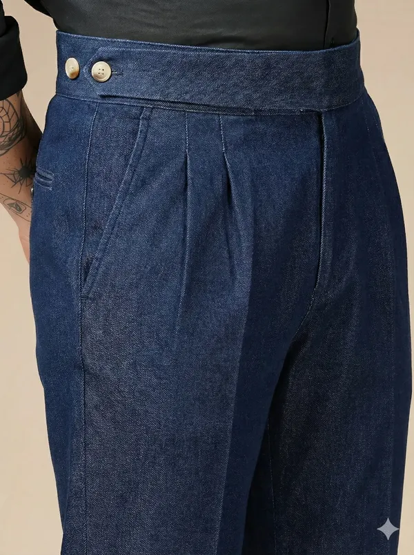 Blue_Denim_Boot_Cut_Classic_Button_Gurkha_Trousers_For_Men