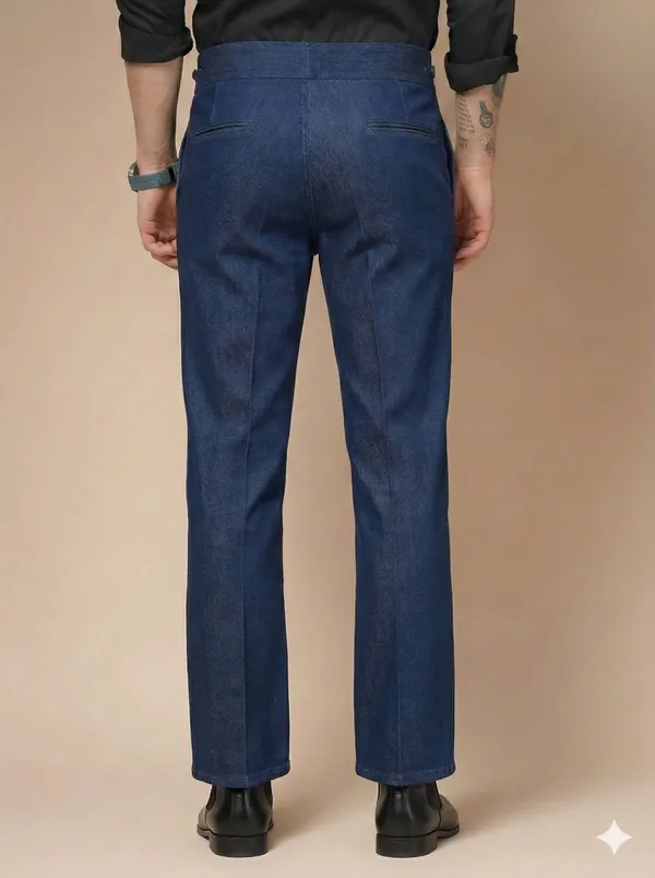 Blue_Denim_Boot_Cut_Classic_Button_Gurkha_Trousers_For_Men