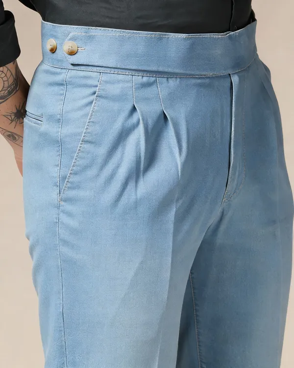 Blue_Denim_Boot_Cut_Gurkha_Trousers_For_Men