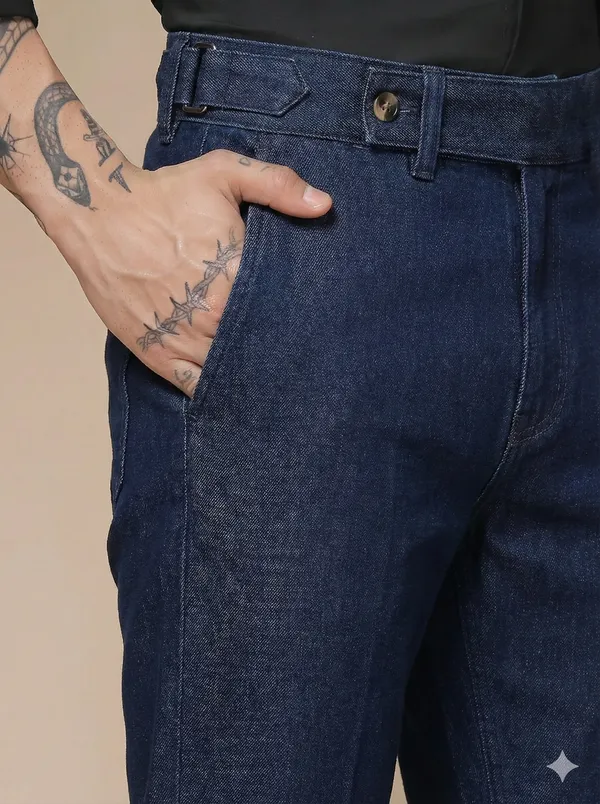 Blue_Denim_Boot_Cut_Gurkha_Trousers_For_Men