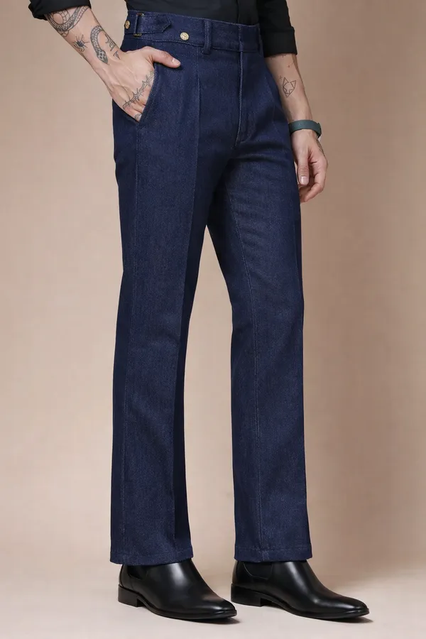 Blue_Denim_Boot_Cut_Gurkha_Trousers_For_Men