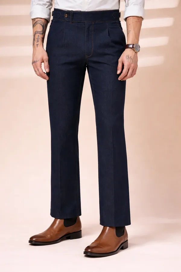 Blue_Denim_Boot_Cut_Gurkha_Trousers_For_Men