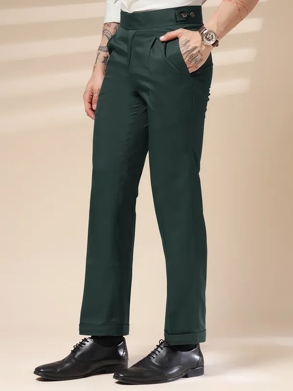 Bottle_Green_Polyester_Blend_Classic_Buttoned_Gurkha_Trousers_For_Men