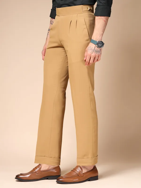 Camel_Polyester_Classic_Buttoned_Gurkha_Pants_For_Men