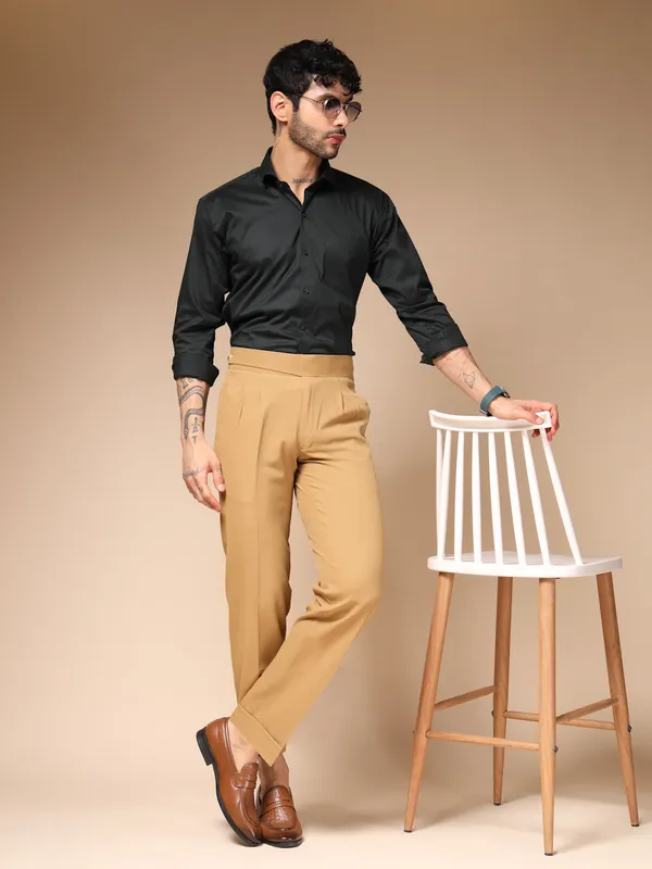 Camel_Polyester_Classic_Buttoned_Gurkha_Pants_For_Men
