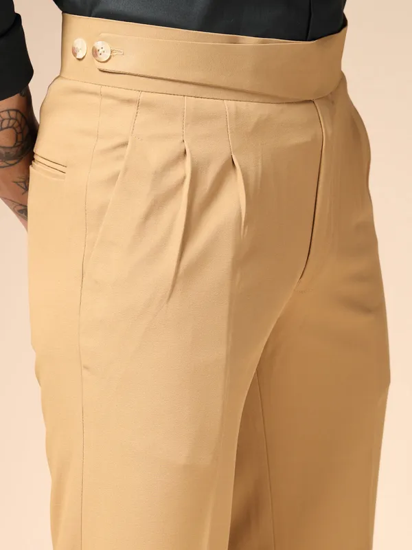 Camel_Polyester_Classic_Buttoned_Gurkha_Pants_For_Men