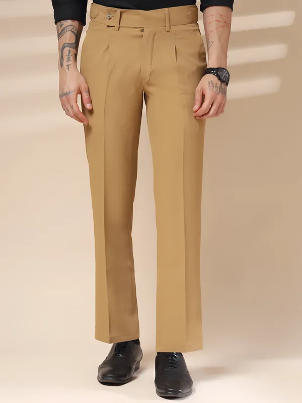 Camel_Polyester_Stretch_Oxford_Gurkha_Trousers_For_Men