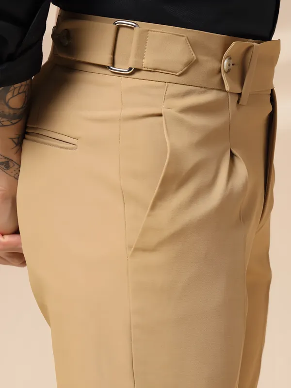 Camel_Polyester_Stretch_Oxford_Gurkha_Trousers_For_Men
