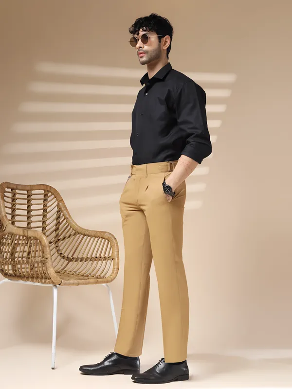 Camel_Polyester_Stretch_Oxford_Gurkha_Trousers_For_Men