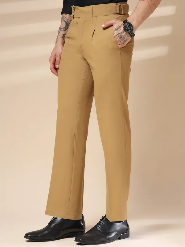 Camel_Polyester_Stretch_Oxford_Gurkha_Trousers_For_Men