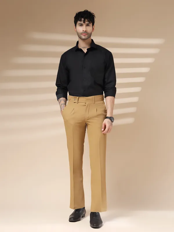 Camel_Polyester_Stretch_Oxford_Gurkha_Trousers_For_Men