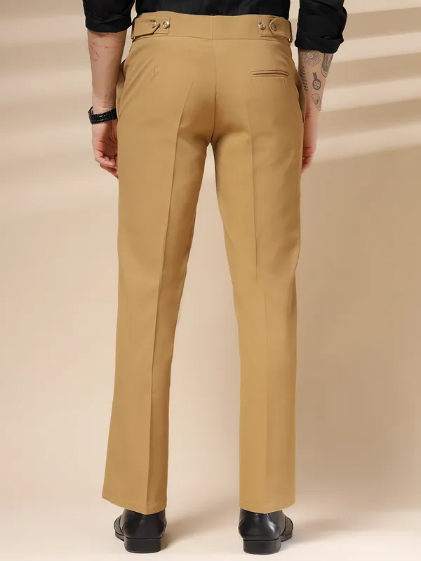 Camel_Polyester_Stretch_Oxford_Gurkha_Trousers_For_Men