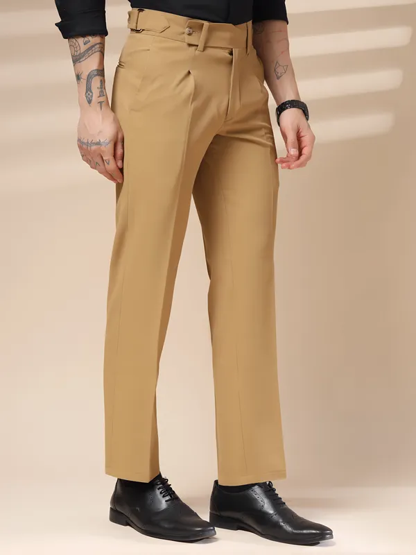 Camel_Polyester_Stretch_Oxford_Gurkha_Trousers_For_Men