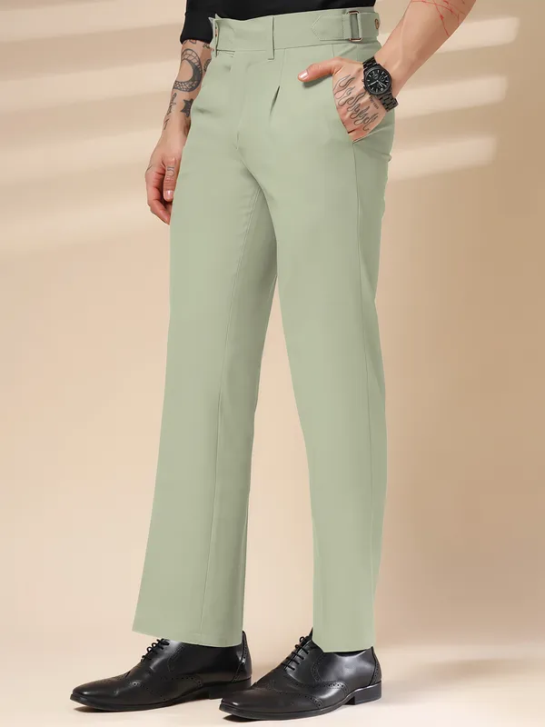 Lime_Polyester_Blend_Oxford_Gurkha_Trousers_For_Men