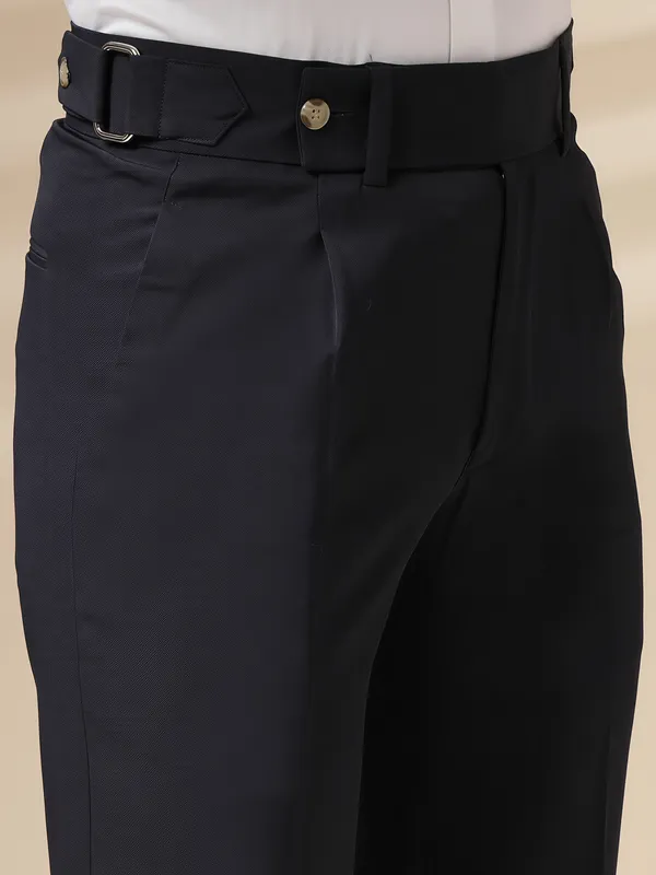 Navy_Polyester_Stretch_Oxford_Gurkha_Trousers_For_Men