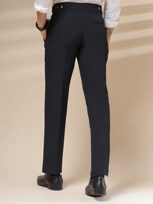 Navy_Polyester_Stretch_Oxford_Gurkha_Trousers_For_Men