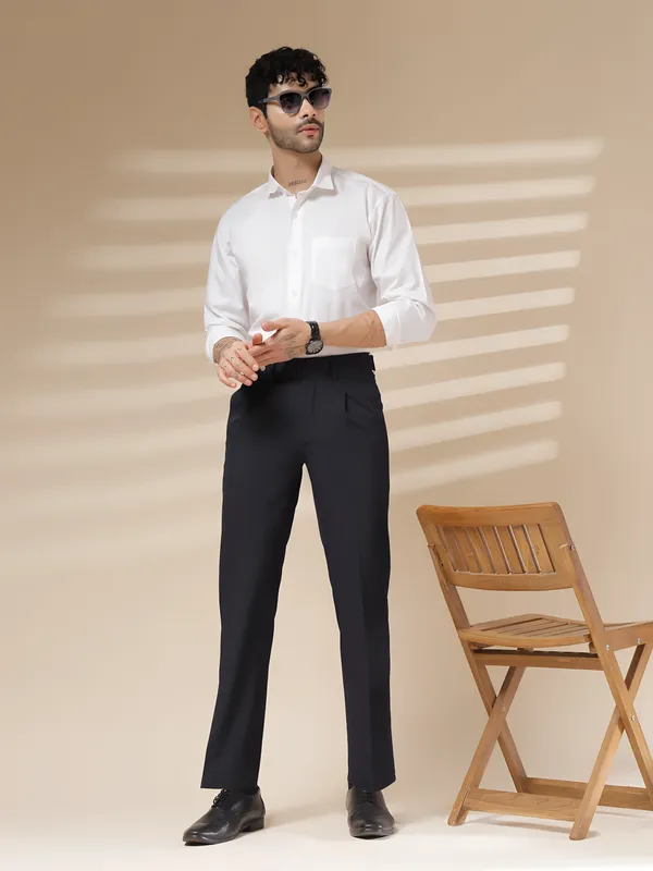 Navy_Polyester_Stretch_Oxford_Gurkha_Trousers_For_Men