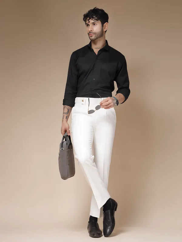 White_Polyester_Oxford_Gurkha_Trousers_For_Men
