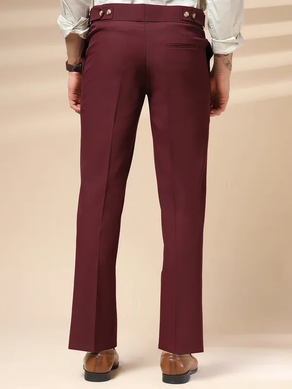 Wine_Polyester_Stretch_Oxford_Gurkha_Trousers_For_Men
