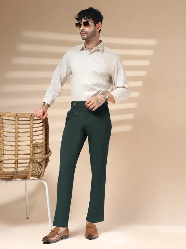 Bottle_Green_Polyester_Stretch_Oxford_Gurkha_Trousers_For_Men