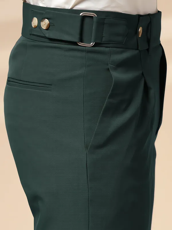 Bottle_Green_Polyester_Stretch_Oxford_Gurkha_Trousers_For_Men