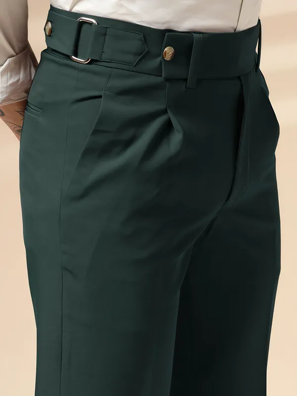 Bottle_Green_Polyester_Stretch_Oxford_Gurkha_Trousers_For_Men
