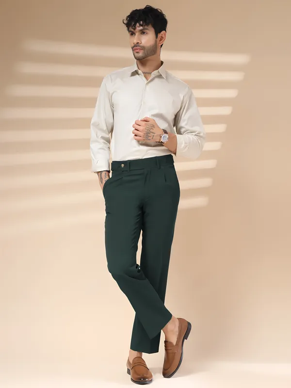 Bottle_Green_Polyester_Stretch_Oxford_Gurkha_Trousers_For_Men