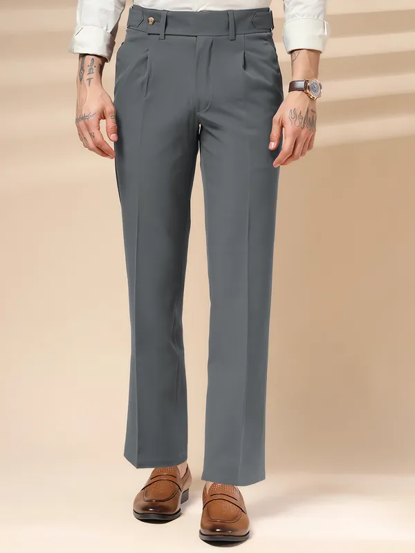 Stone_Grey_Polyester_Oxford_Gurkha_Trousers_For_Men