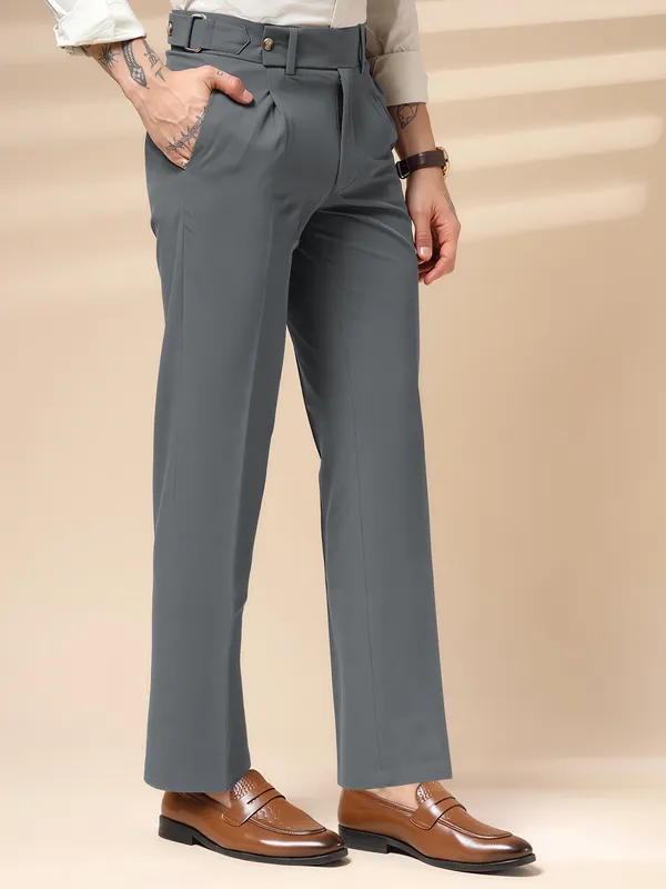 Stone_Grey_Polyester_Oxford_Gurkha_Trousers_For_Men