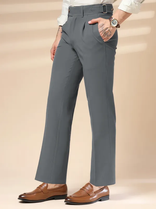 Stone_Grey_Polyester_Oxford_Gurkha_Trousers_For_Men