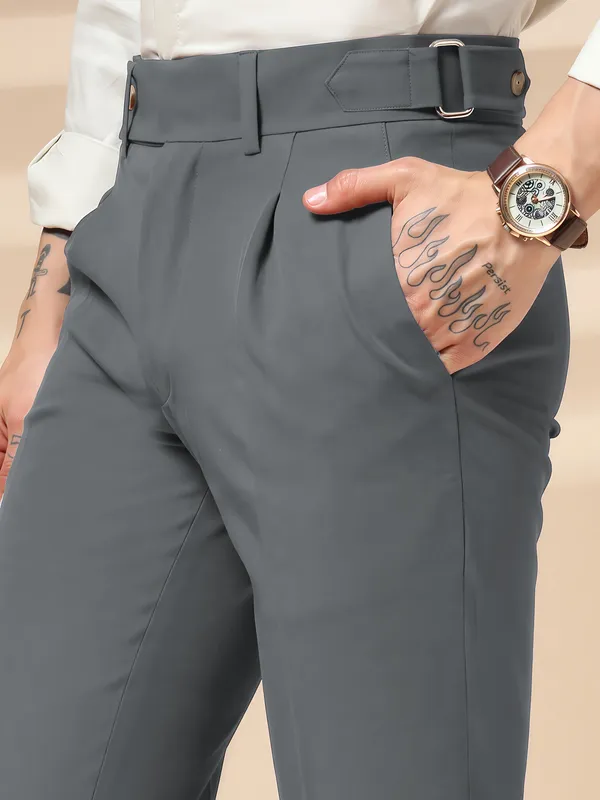 Stone_Grey_Polyester_Oxford_Gurkha_Trousers_For_Men