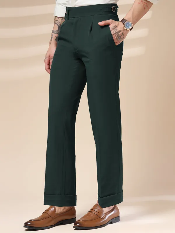 Bottle_Green_Polyester_Elegant_Gurkha_Trousers_For_Men