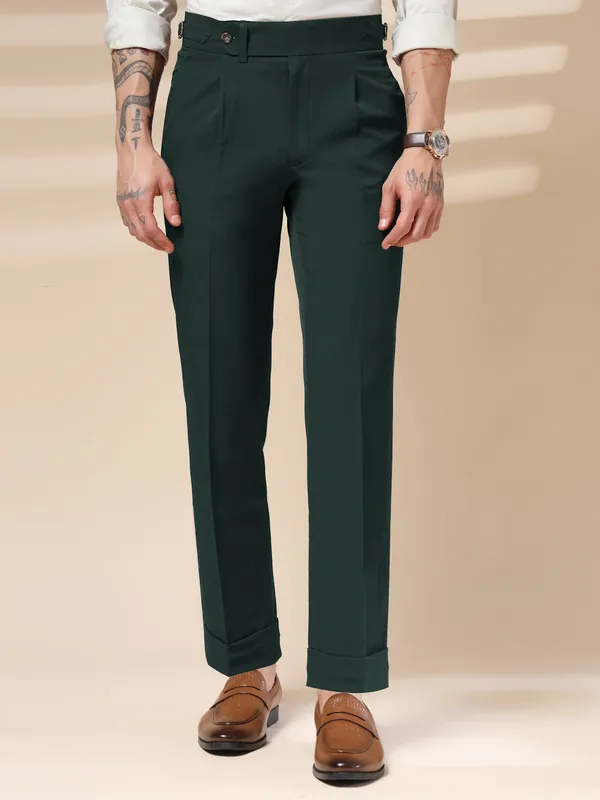 Bottle_Green_Polyester_Elegant_Gurkha_Trousers_For_Men