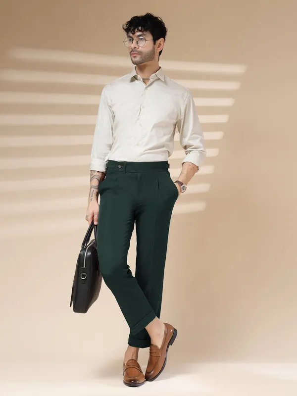 Bottle_Green_Polyester_Elegant_Gurkha_Trousers_For_Men