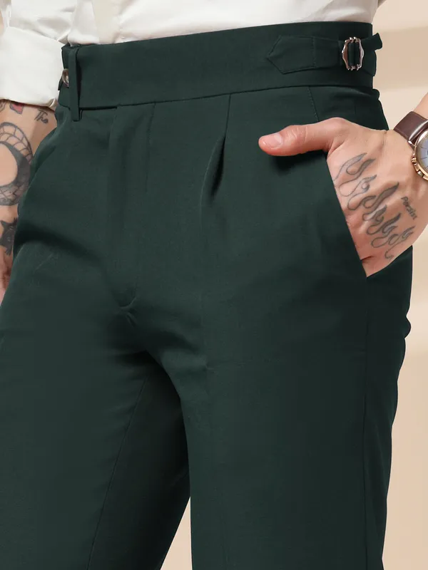 Bottle_Green_Polyester_Elegant_Gurkha_Trousers_For_Men