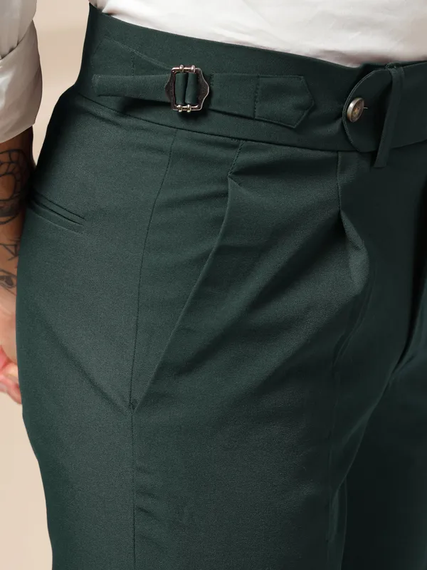 Bottle_Green_Polyester_Elegant_Gurkha_Trousers_For_Men