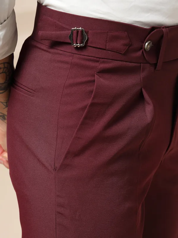 Wine_Polyester_Elegant_Gurkha_Trousers_For_Men