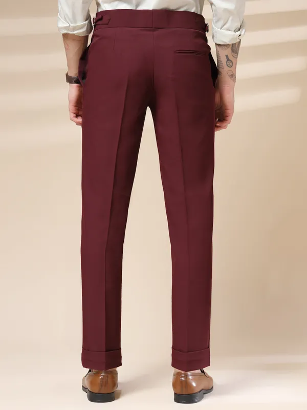Wine_Polyester_Elegant_Gurkha_Trousers_For_Men